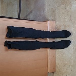 Black Over the Knee Textile Boots